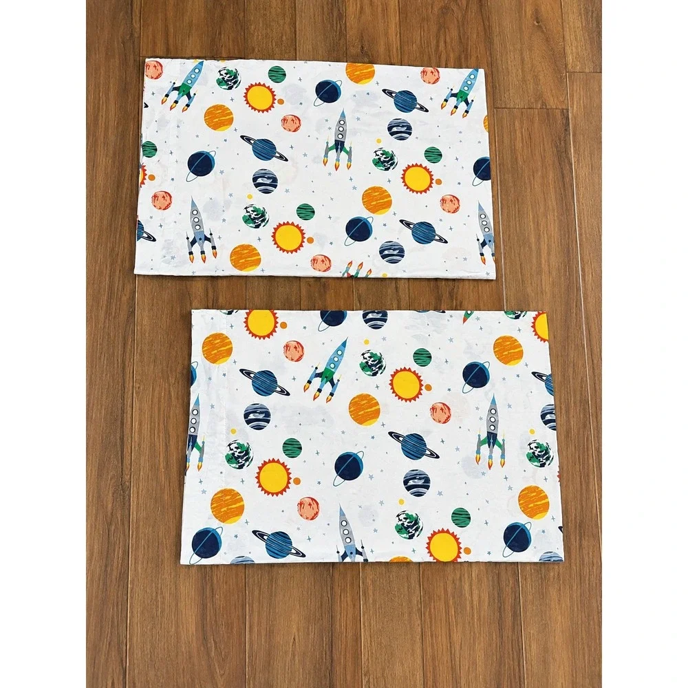Pottery Barn Kids Space Pillowcase Set Standard White Organic Cotton Planets PBK